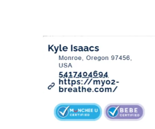 Kyle Isaacs contact card with certifications